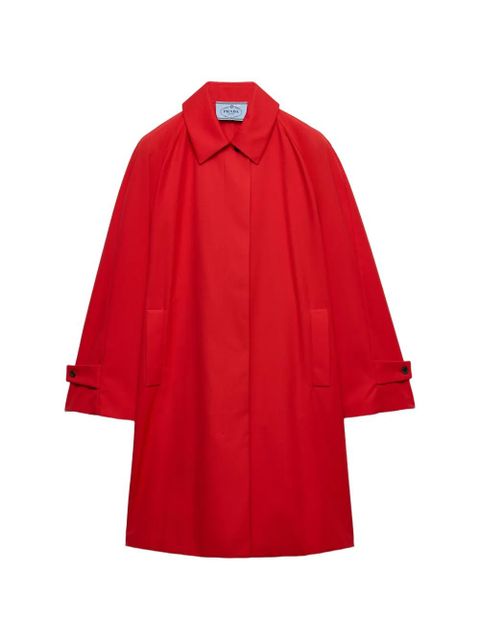 Prada single-breasted gabardine coat - Red - zdjęcie produktu nr 1