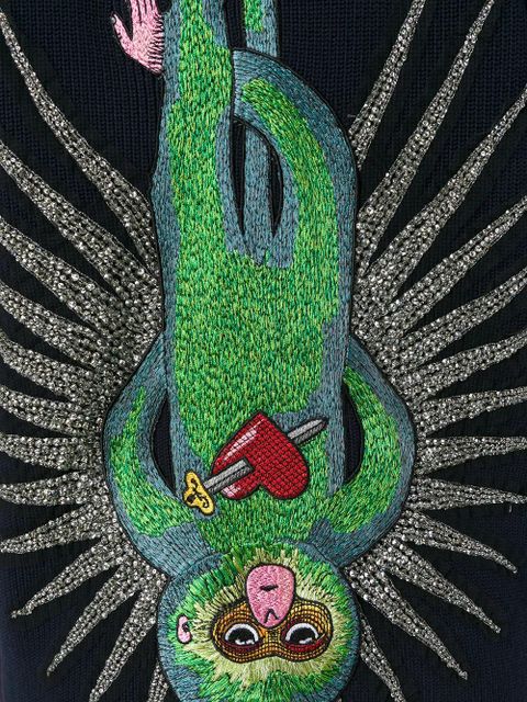 Gucci Embroidered oversize knit cardigan - Blue