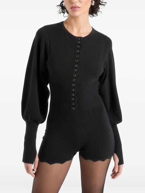Manière De Voir Michele knitted scallop-hem playsuit - Black - zdjęcie produktu nr 1