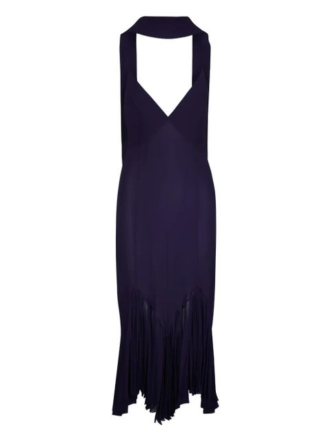 KHAITE Candita halterneck pleated midi dress - Purple - zdjęcie produktu nr 1