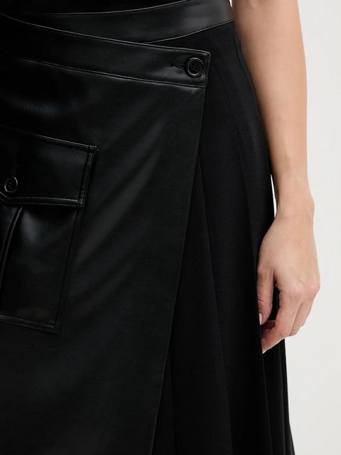 Sisley spódnica kolor czarny midi rozkloszowana 4SNML0034