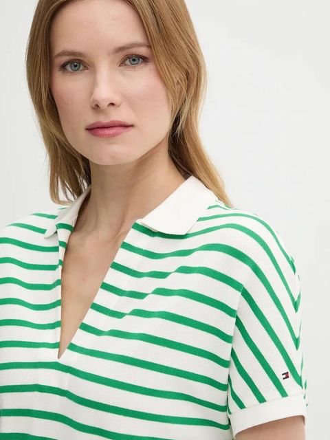 Tommy Hilfiger polo damski kolor zielony WW0WW44512