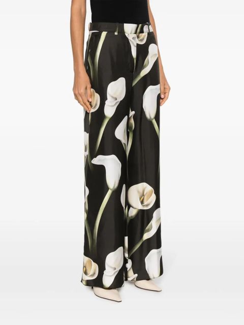 Lanvin Calla Lily-print silk trousers - Green - zdjęcie produktu nr 2