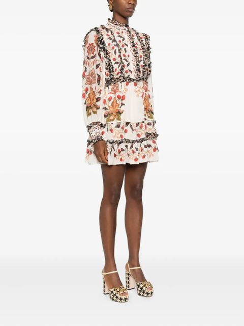 FARM Rio floral-print ruffled dress - Neutrals