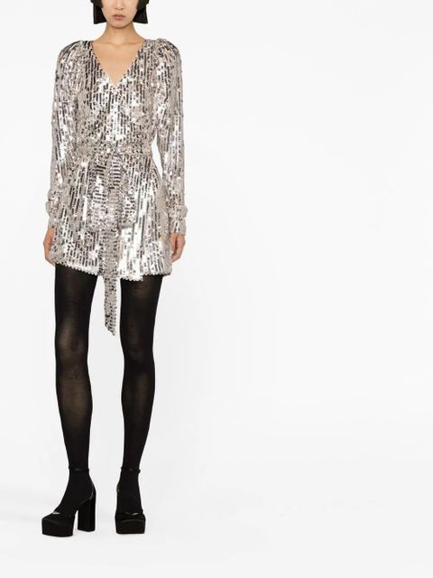 ROTATE BIRGER CHRISTENSEN sequin-embellished V-neck dress - Silver - zdjęcie produktu nr 2