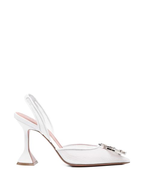 Amina Muaddi Begum embellishment slingback pumps - White - zdjęcie produktu nr 1