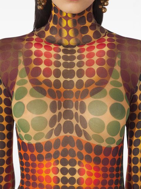 Jean Paul Gaultier high-neck dots maxi dress - Brown