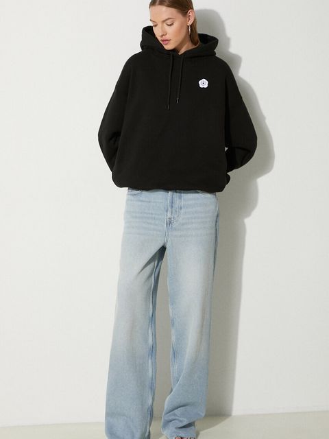 Kenzo bluza bawełniana Boke Flower 2.0 damska kolor czarny z kapturem z aplikacją FE62SW1494MB.99J