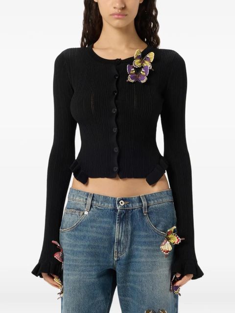 Blumarine ribbed butterfly cardigan - Black