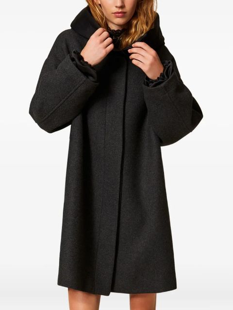 TWINSET hooded single-breasted coat - Black