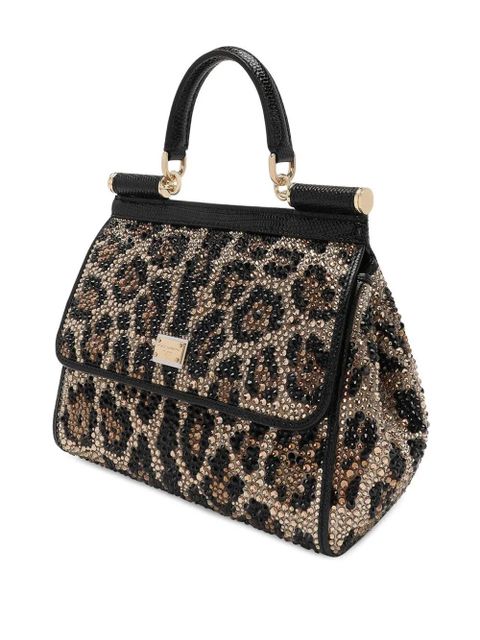 Dolce & Gabbana small Sicily crystal-embellished tote bag - Neutrals