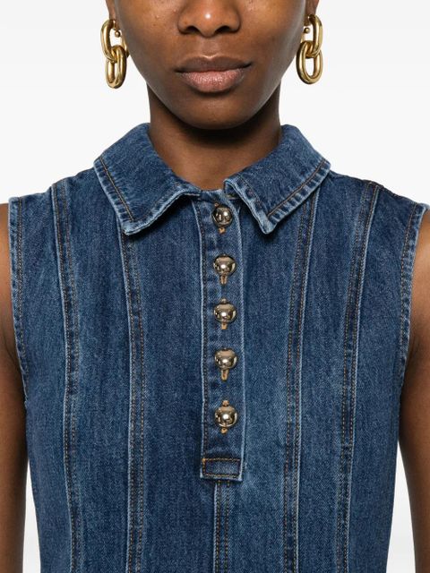 Self-Portrait broderie denim mini dress - Blue
