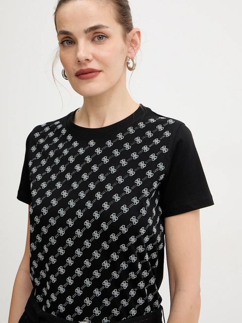 Guess t-shirt bawełniany damski kolor czarny W5BI21 I3Z14