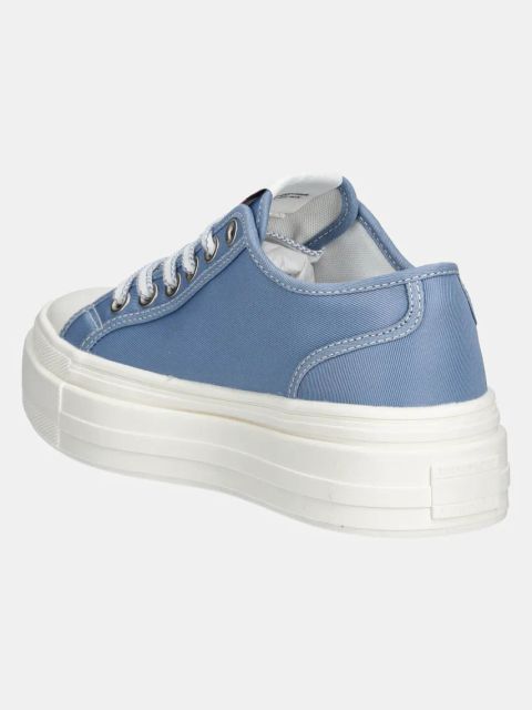 Tommy Jeans tenisówki TJW FOXING FLATFORM SNEAKER LOW damskie kolor niebieski EN0EN02713