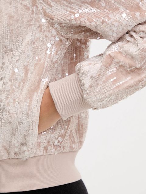 Guess bluza damska kolor beżowy z kapturem z aplikacją V5BQ02 K1922