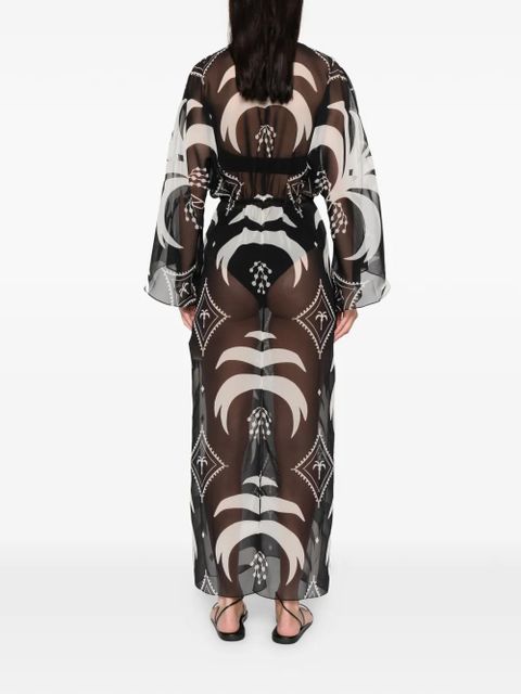 Johanna Ortiz Spiritual Healers cape-sleeve maxi dress - Black