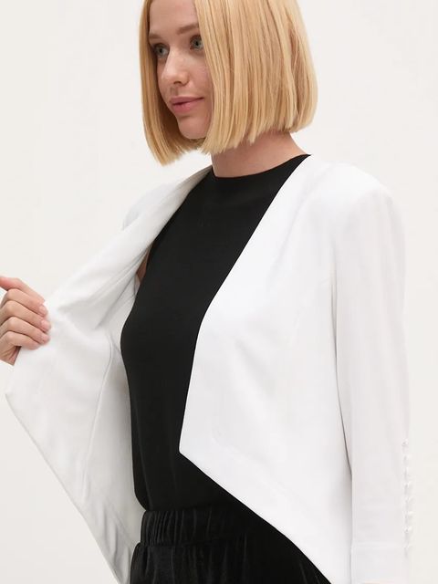 Joseph Ribkoff marynarka kolor beżowy niezapinana gładka 161140