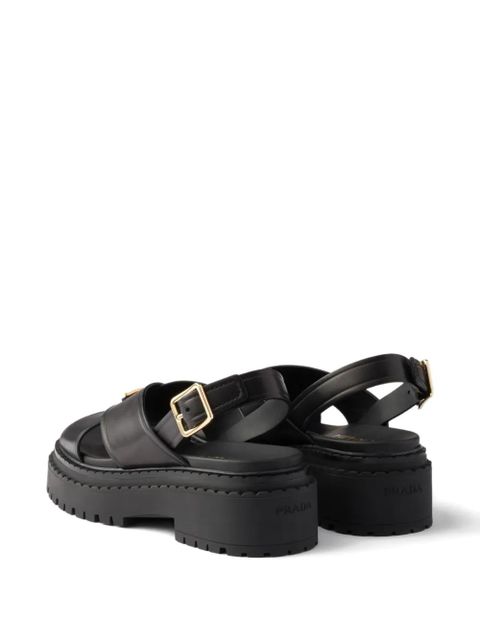 Prada leather platform sandals - Black