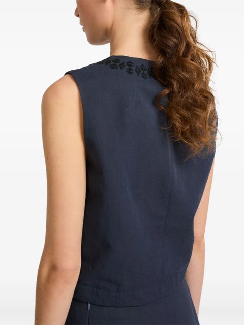 Yves Salomon embroidered top - Blue