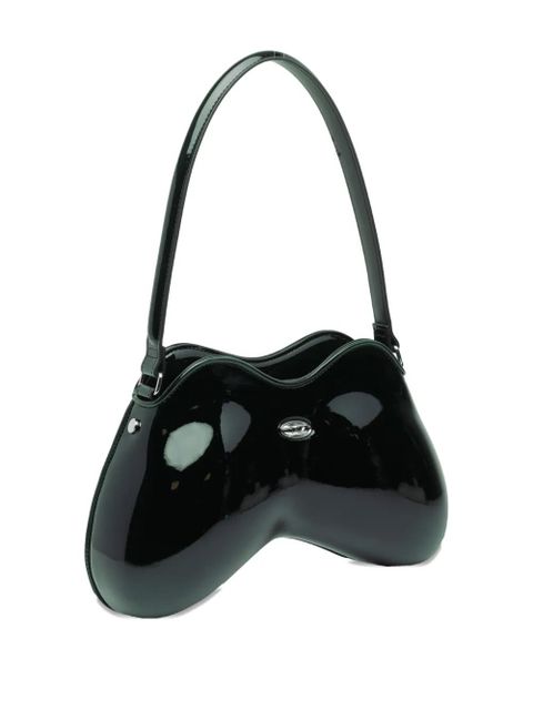 Diesel medium Double-D curved shoulder bag - Black