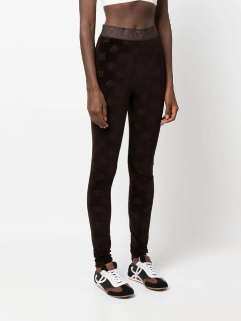 Dolce & Gabbana logo-debossed cotton leggings - Brown