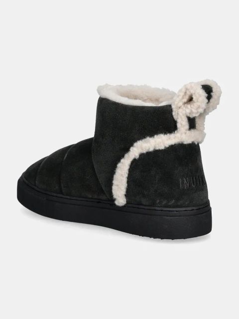 Inuikii śniegowce zamszowe Shearling Slipin kolor czarny 75202-010