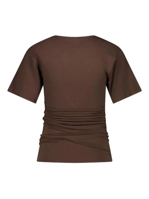 Paloma Wool V-neck gathered T-shirt - Brown - zdjęcie produktu nr 2