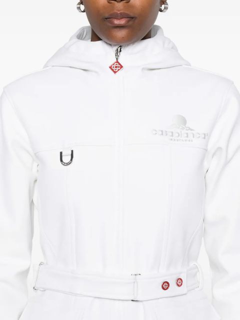 Casablanca hooded belted ski jacket - White