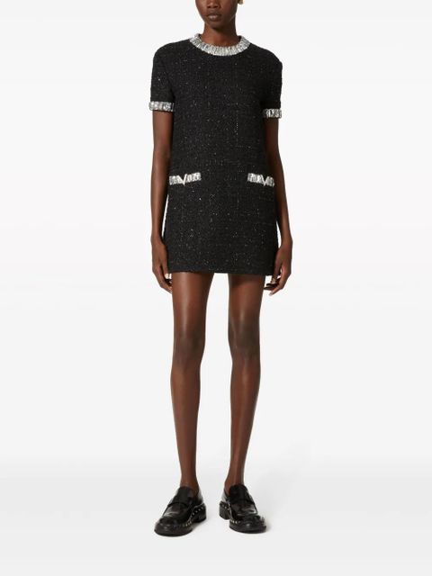 Valentino Garavani embroidered tweed minidress - Black
