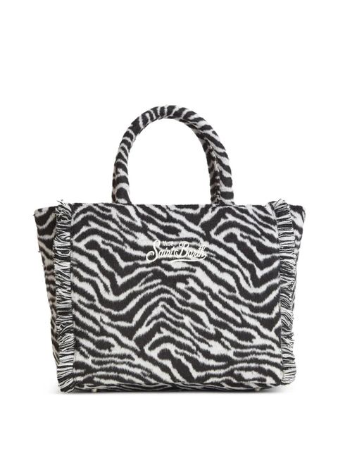 MC2 Saint Barth zebra fringed colette tote bag - White