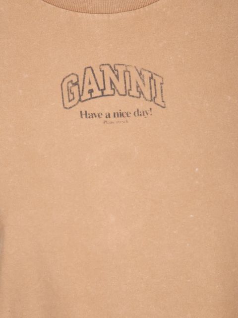 GANNI Essentials washed-effect tee - Neutrals