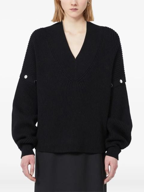 Sportmax ribbed v-neck sweater - Black