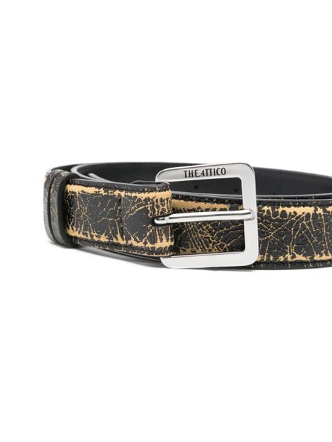 The Attico crackled buckle leather belt - Black