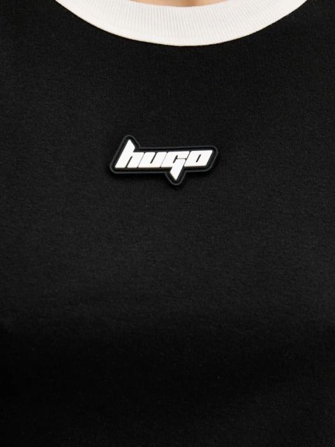 Hugo Blue t-shirt bawełniany damski kolor czarny 50537476