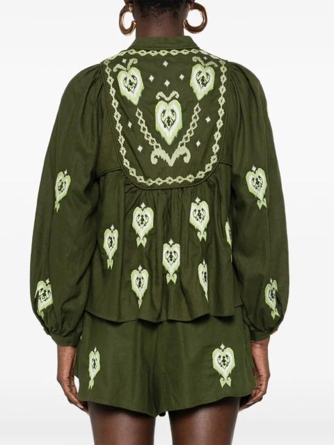 FARM Rio embroidered tassel shirt - Green