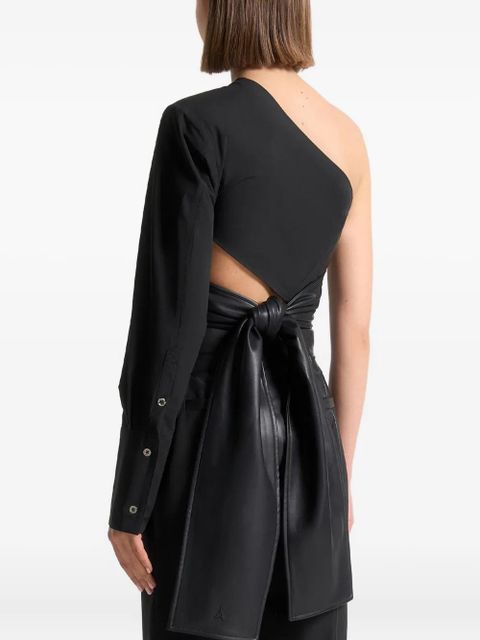 Manière De Voir Coralie one-sleeve leather wrap top - Black