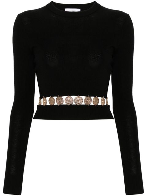 Rabanne ribbed-knit studded top - Black - zdjęcie produktu nr 1