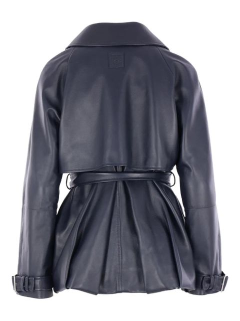 LOEWE belted leather jacket - Blue