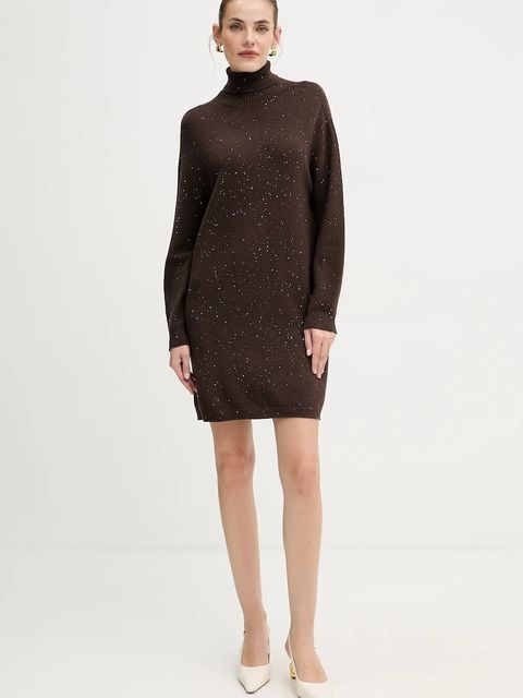 Liu Jo sukienka kolor brązowy mini oversize MF5484 MA27R