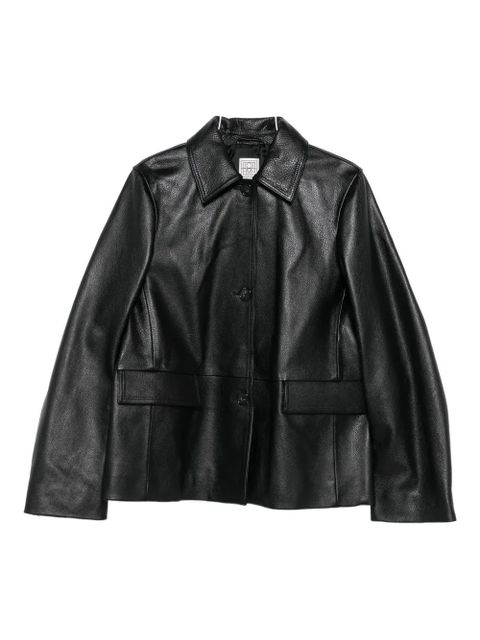 TOTEME grained-texture leather jacket - Black