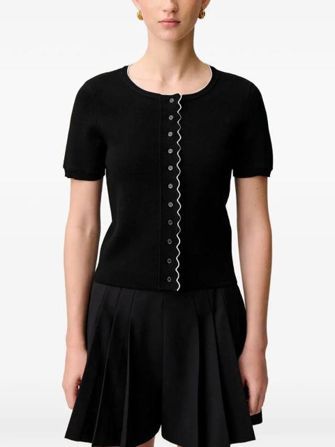 Claudie Pierlot buttoned wavy-trim cardigan - Black