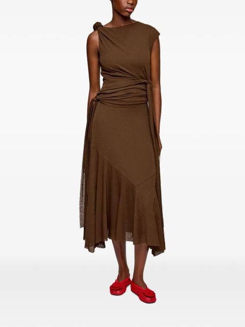 GANNI knot detail asymmetric midi dress - Brown - zdjęcie produktu nr 2