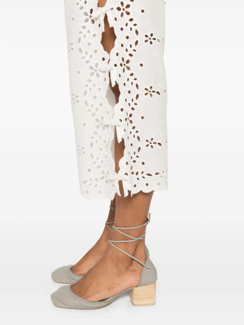 Self-Portrait embroidered trousers - White