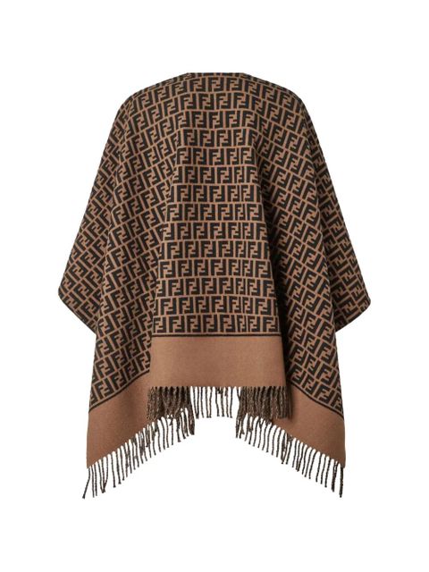 FENDI FF-motif fringed poncho - Brown - zdjęcie produktu nr 2