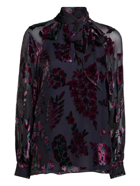 ETRO velvet floral print blouse - Blue - zdjęcie produktu nr 1