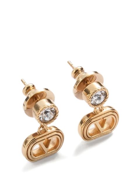 Valentino Garavani ovalette metal and Swarovski® crystal earrings - Gold