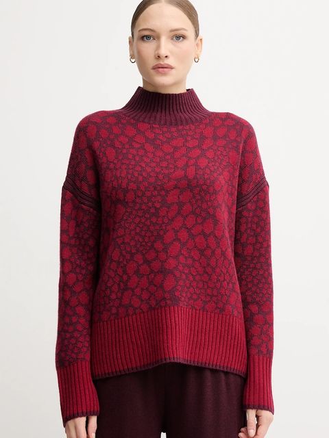 Marc Aurel sweter z dodatkiem wełny damski kolor czerwony ciepły z półgolfem 8026-8000-82046 - zdjęcie produktu nr 1