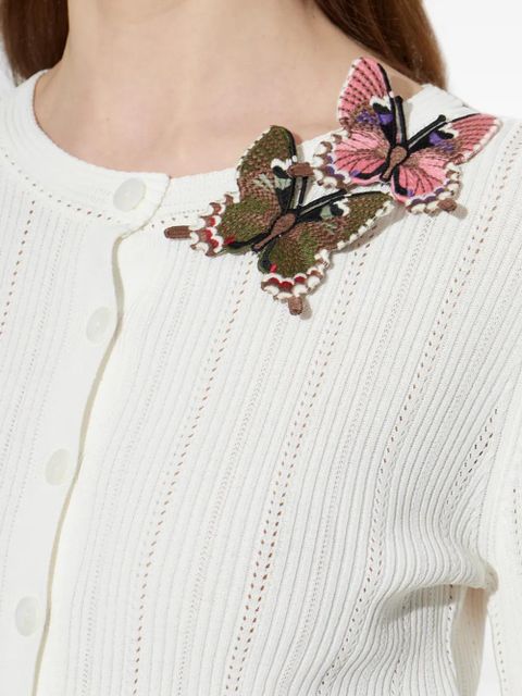 Blumarine butterfly-appliqué cardigan - White