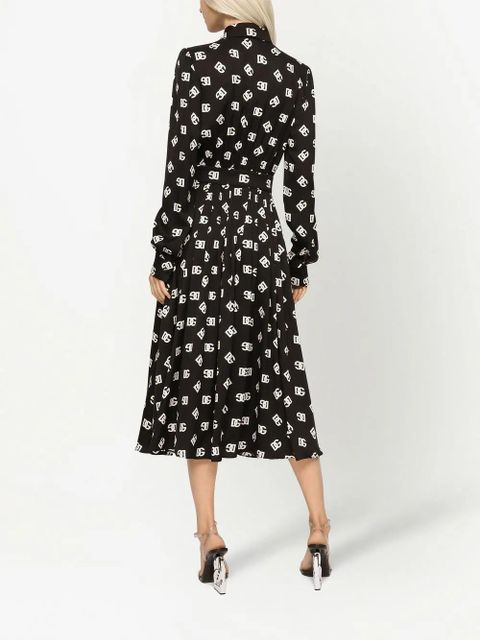 Dolce & Gabbana logo-print belted midi dress - Black