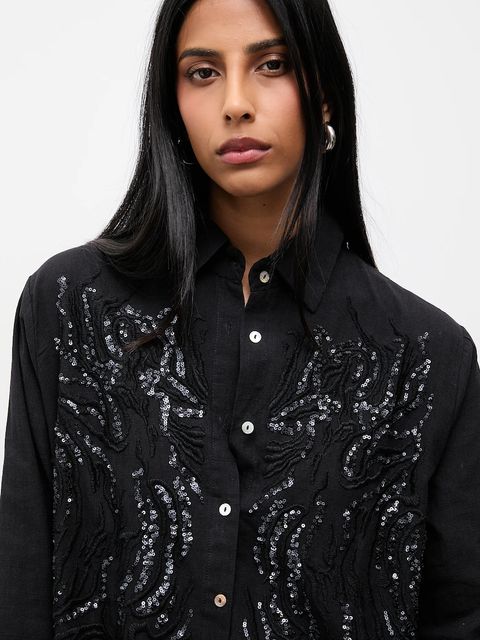 Answear.LAB koszula bawełniana damska kolor czarny regular z kołnierzykiem klasycznym